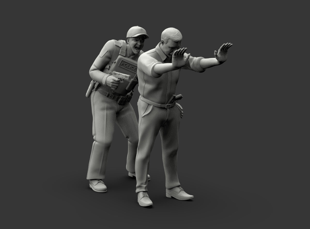 MM1225 Policeman Patting Down Armed Suspect