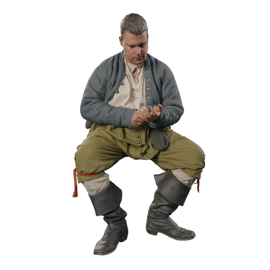 132s-0120 Medieval male Sitting Figure