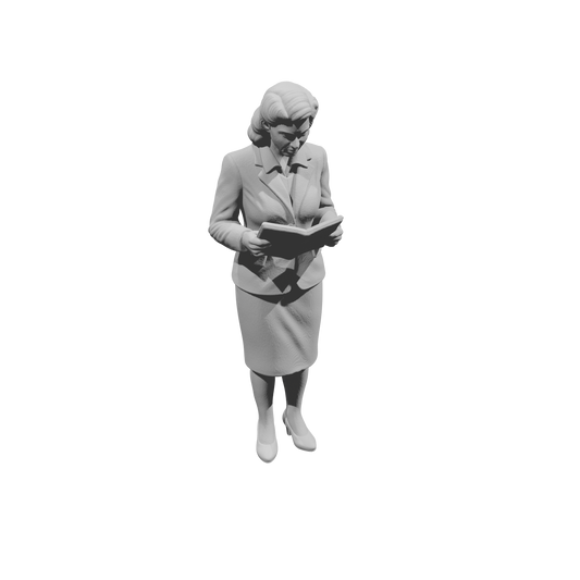 MM1479 Standing Woman in Skirt Suit Reading Book