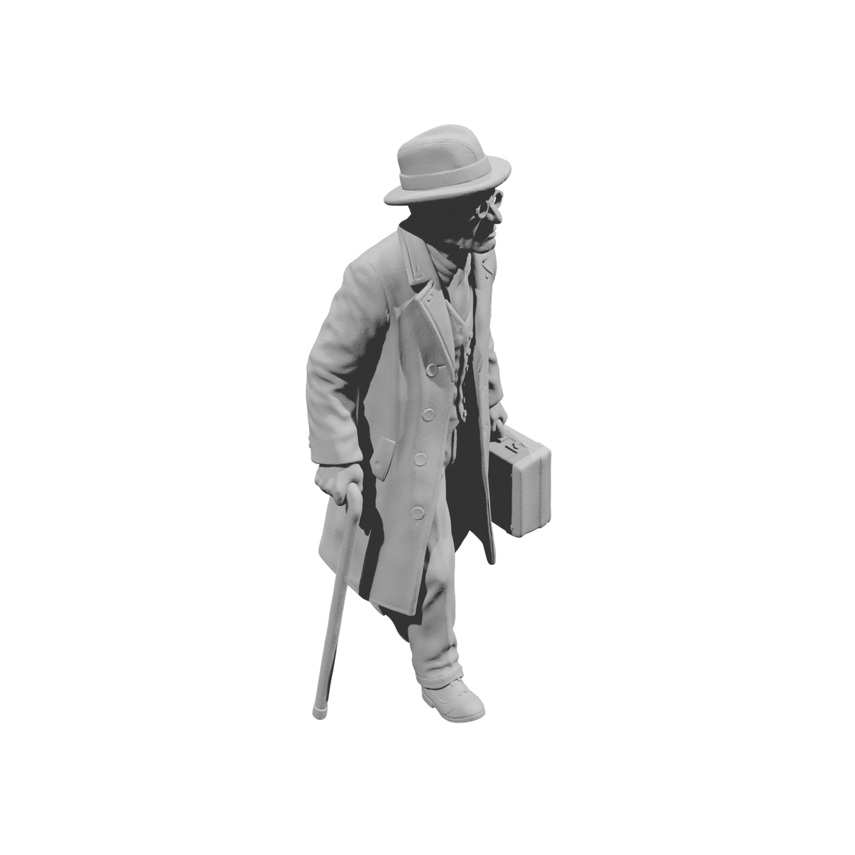 MM1477 Elderly Man With Walking Stick 1940s