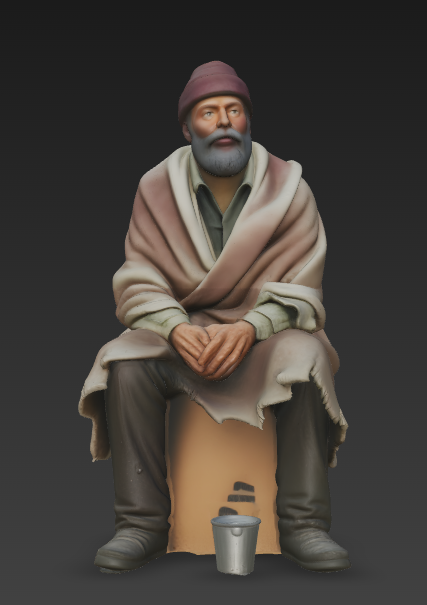MM332 1970s Street Folks 9-Seated Gentleman with Blanket