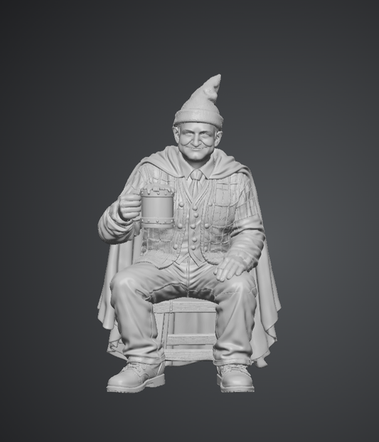 DG083 Wizard having a beer on a magical five legged stool