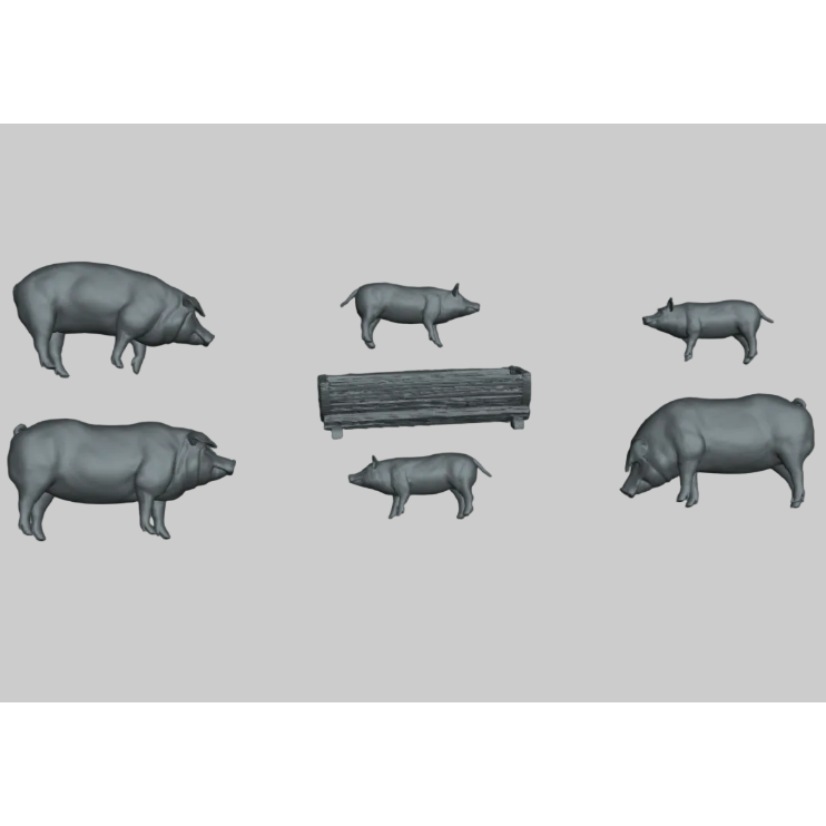 ADM006 Pigs x6 and water trough