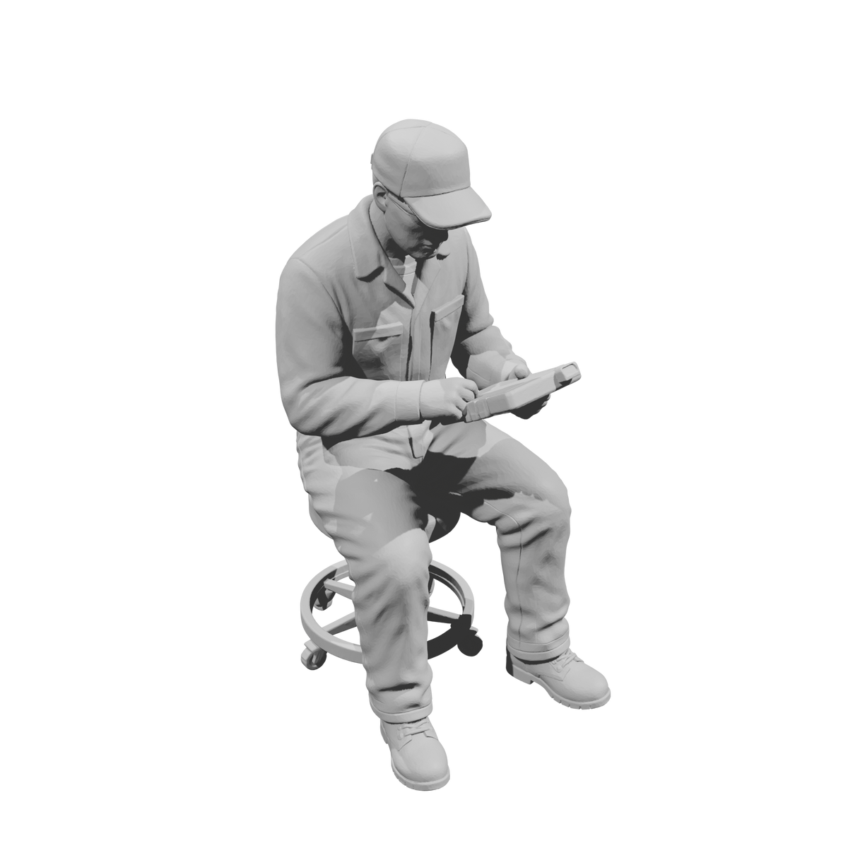 MM2219 Heavy Equipment Mechanic-23 Seated Tech with Tablet