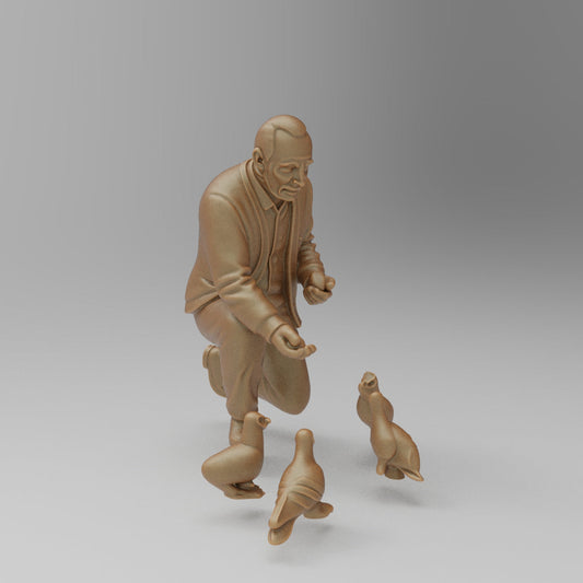 MM4428 1970s Street Scene Man feeding Pigeons