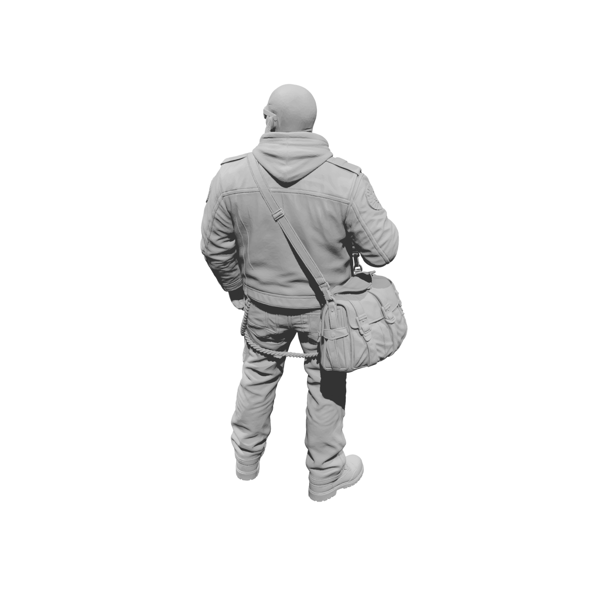 MM2269 Outlaw Biker Crew-4 Bald Man with Shoulder Bag