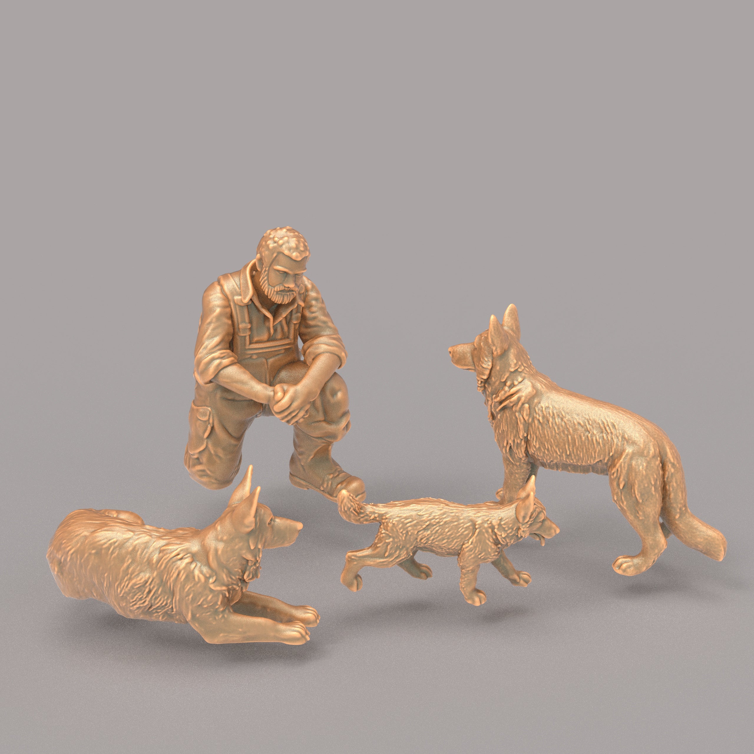 MM1387 German Sheperd Dogs with farmer