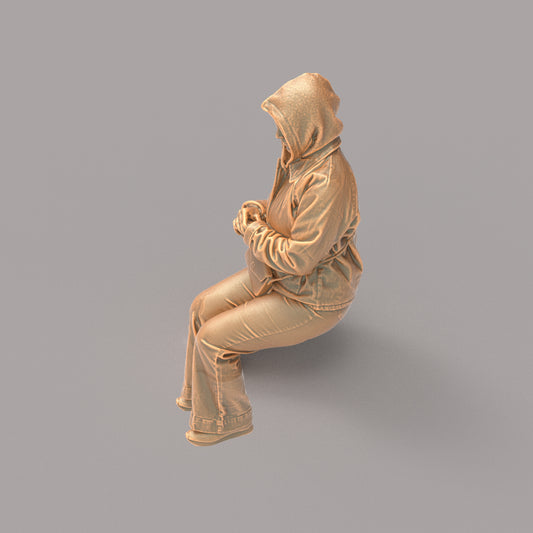 MM4163 Girl sitting in winter jacket