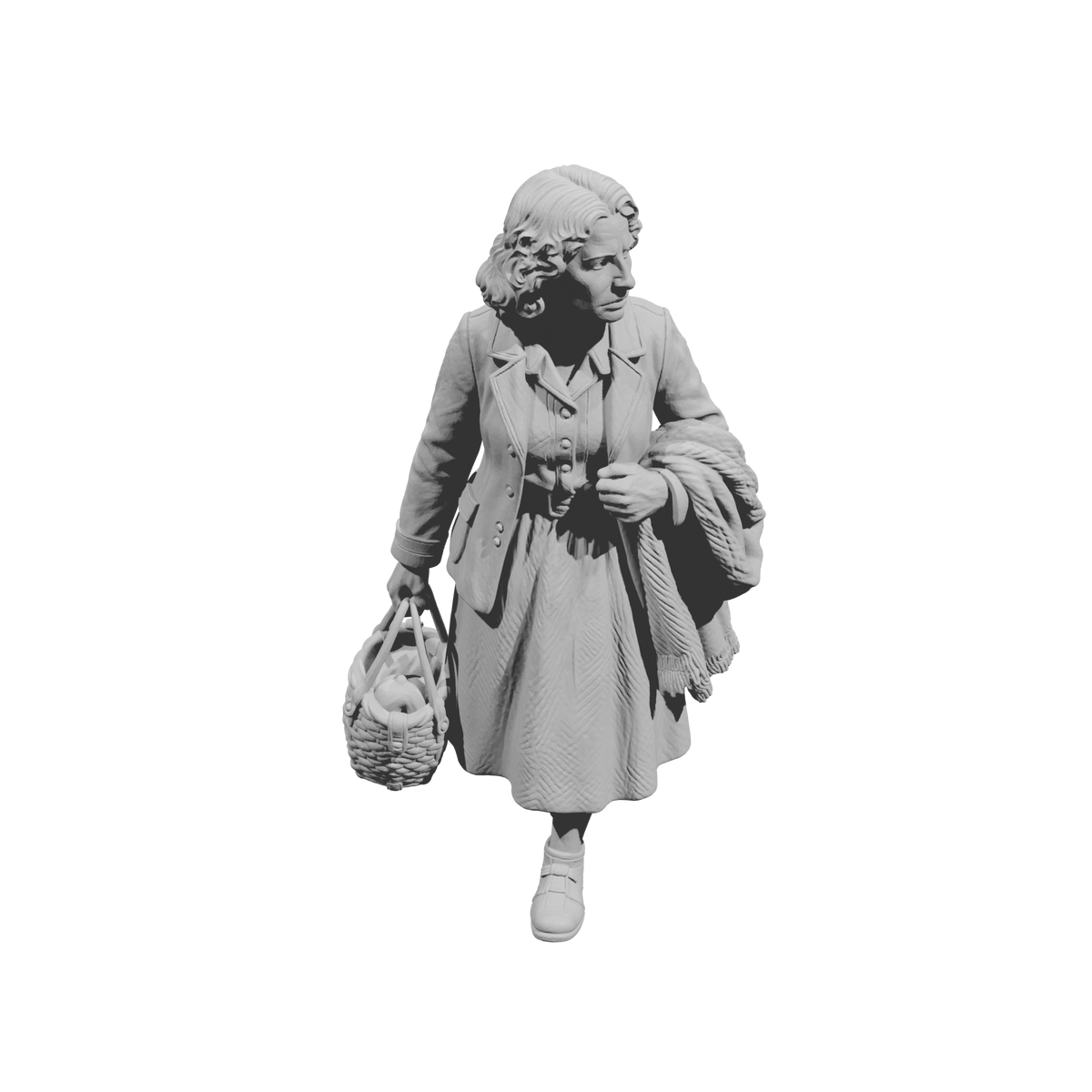 MM2256 WW2 France 1940s Refugees-3 Woman with Basket and Shawl