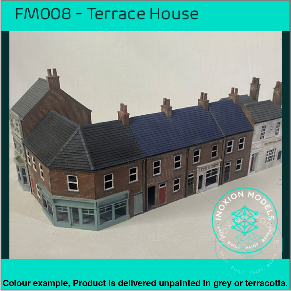 Fm008E – Low Relief Terrace House W Close Oo/Ho Scale Oo Building