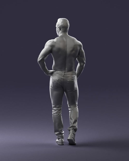 Young Male Bare Chested Walking Figure