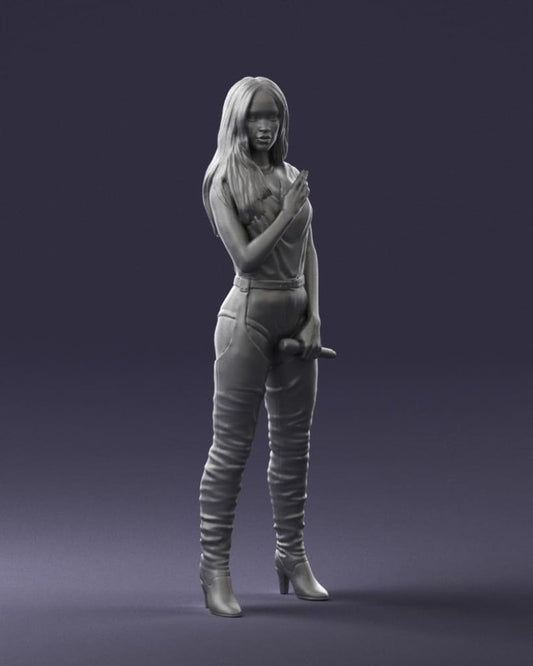 Female Latin Singer With Microphone Figure