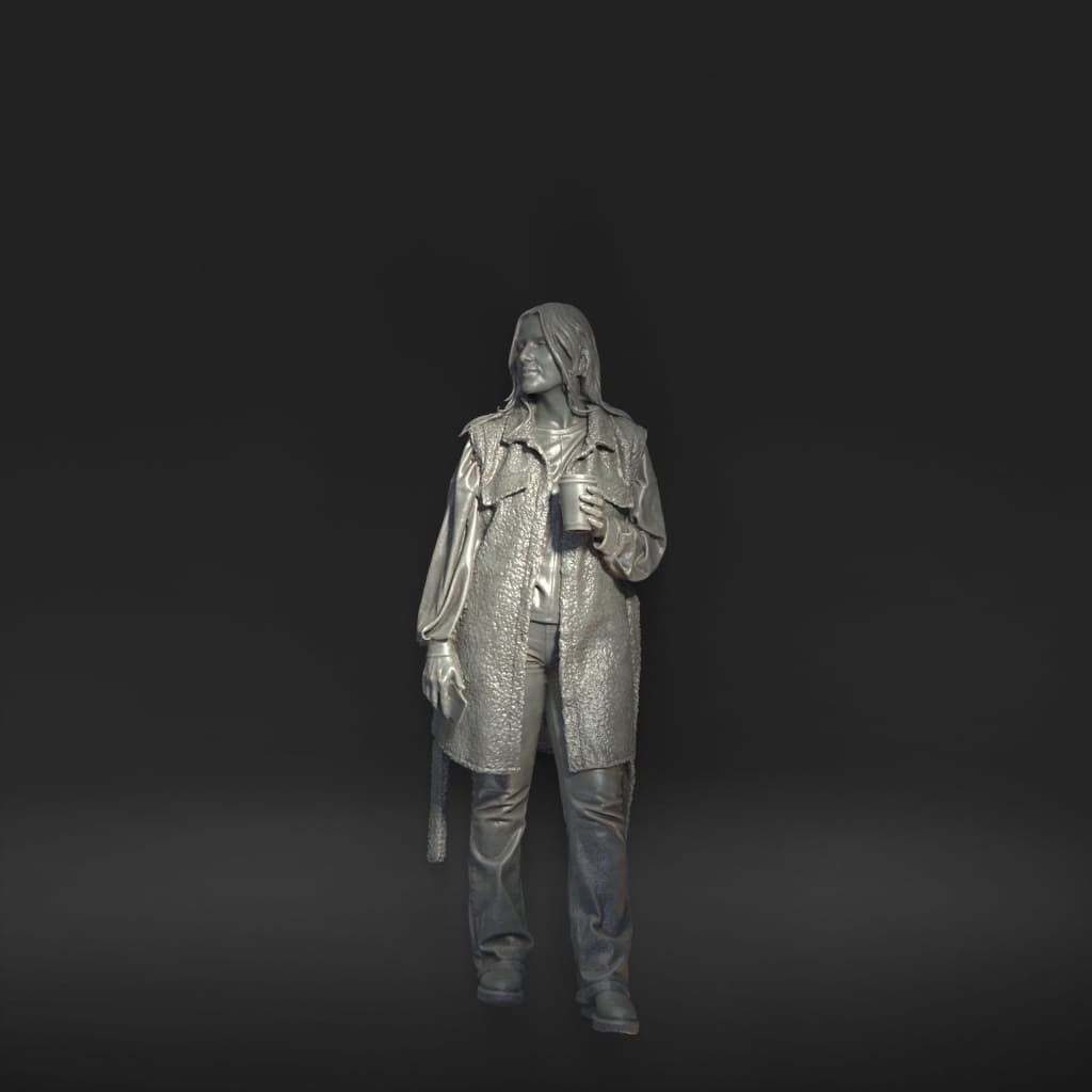 MM1184 In coat with Coffee Figure