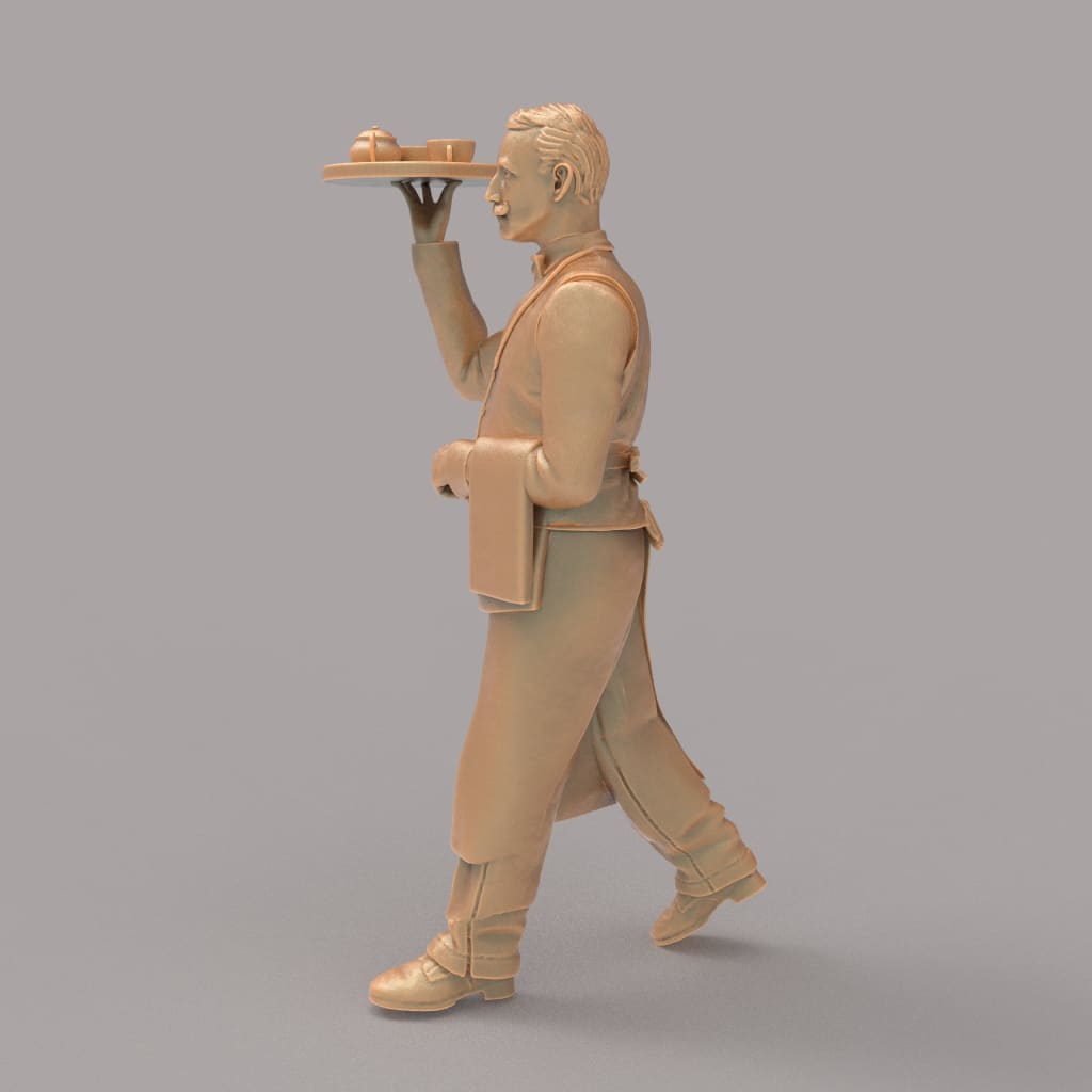 MM2085 Waiter with Tray Held Up Figure