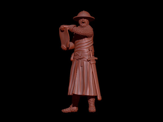 NCM031 “Hear ye hear ye!” Medieval soldier reading scroll Medieval
