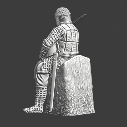 NCM053 Medieval knight sitting and resting Medieval