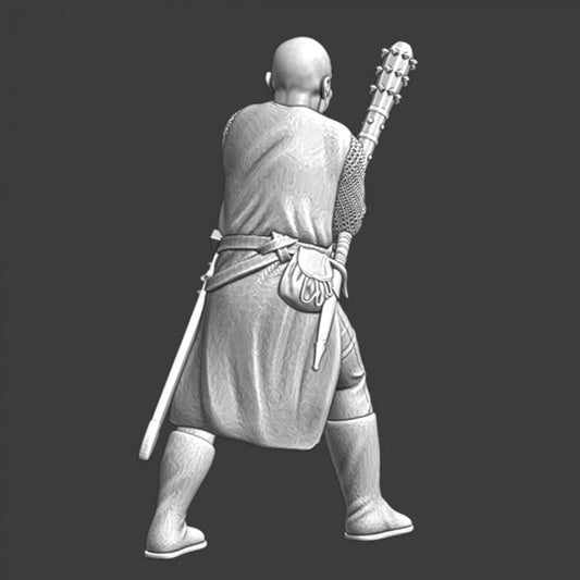 NCM070 Medieval leper knight fighting with club Medieval
