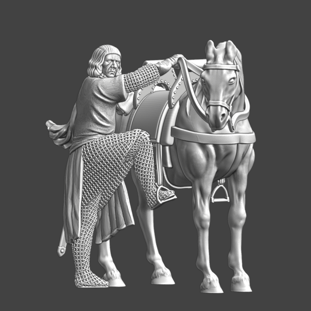 NCM114 Medieval Crusader Knight Mounting his horse Medieval