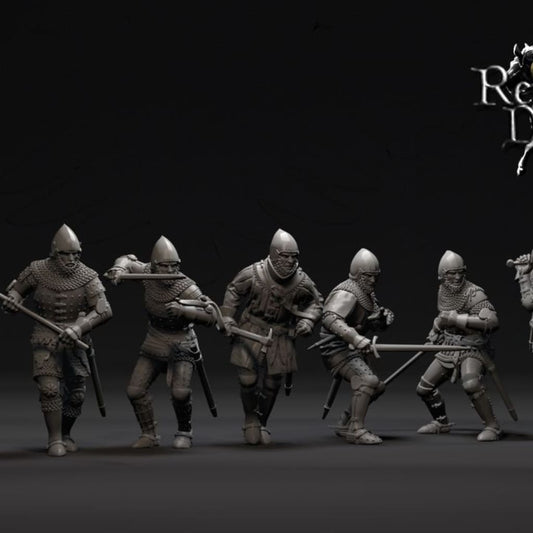 REM0140 Dismounted late 14th Century men at arms Medieval