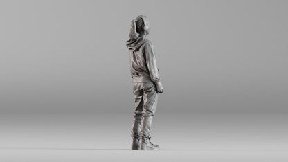 MM1348 Female Teenager wearing Headphones and Hoodie