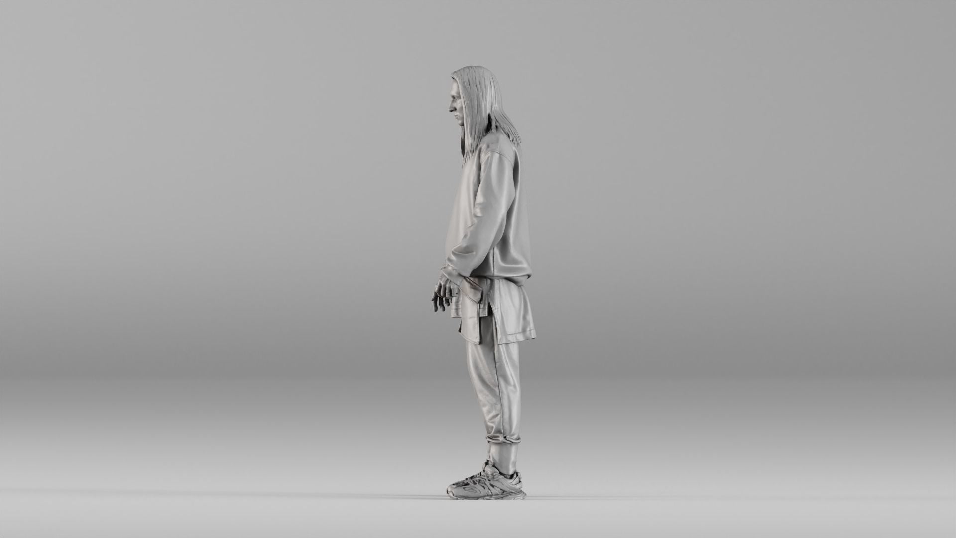 MM1347 Casual Male with Long Hair