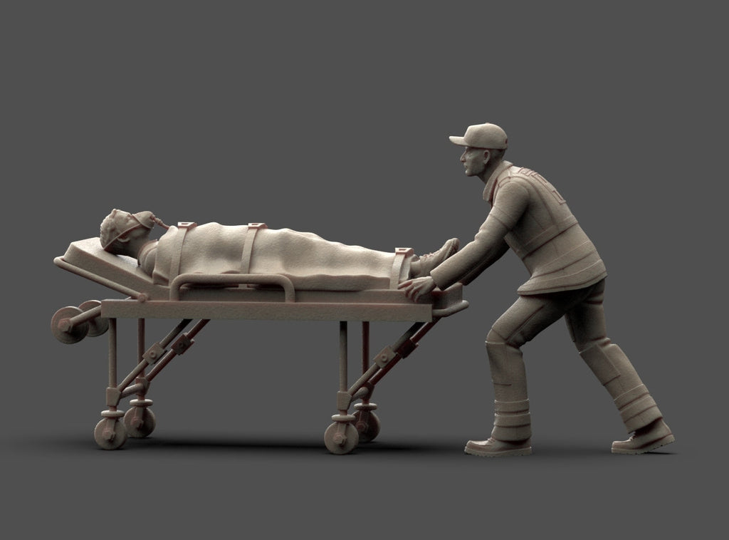 MM1227 Ambulance Crew and Patient on Trolley