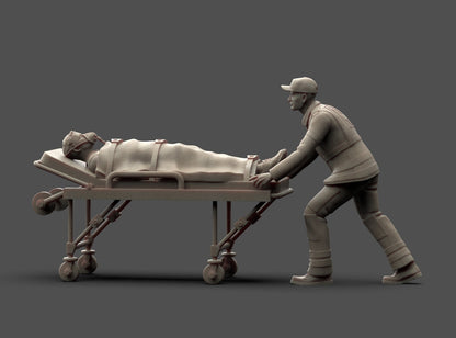 MM1227 Ambulance Crew and Patient on Trolley