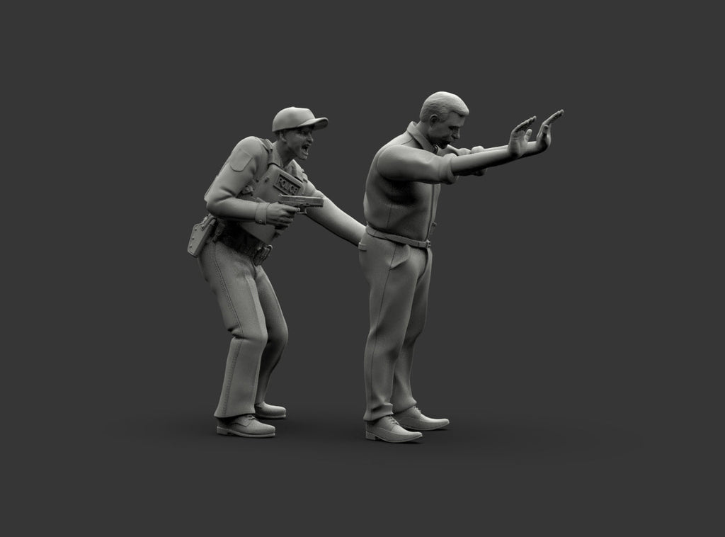 MM1225 Policeman Patting Down Armed Suspect