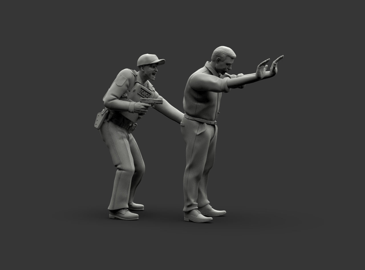 MM1225 Policeman Patting Down Armed Suspect