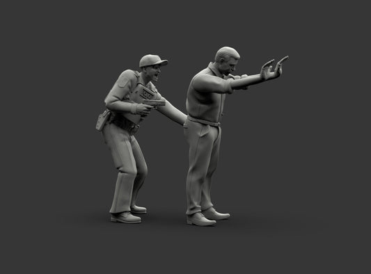 MM1225 Policeman Patting Down Armed Suspect