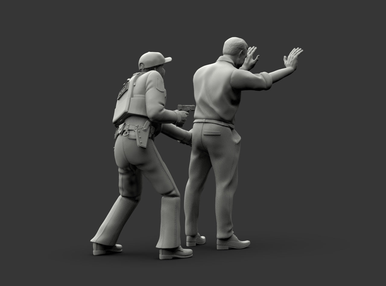 MM1225 Policeman Patting Down Armed Suspect