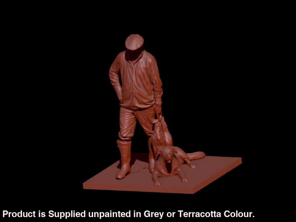 S3Ds0014 Gamekeeper Carrying Pheasants And Labrador Retriever Figure