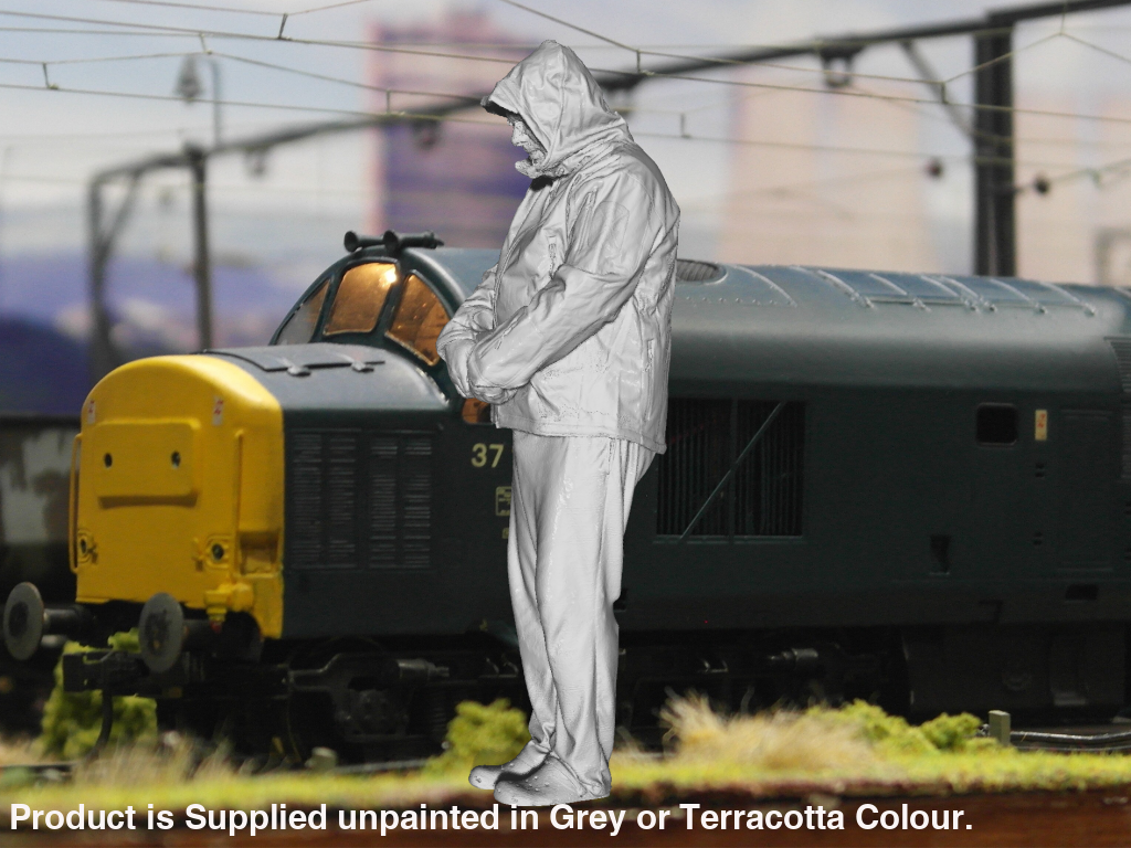 S3Ds0019 Male In Coat Holding Book Head Down Figure