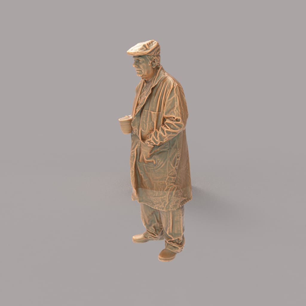 132s-0037 Male Drover/Farmer with Tea Cup Figure