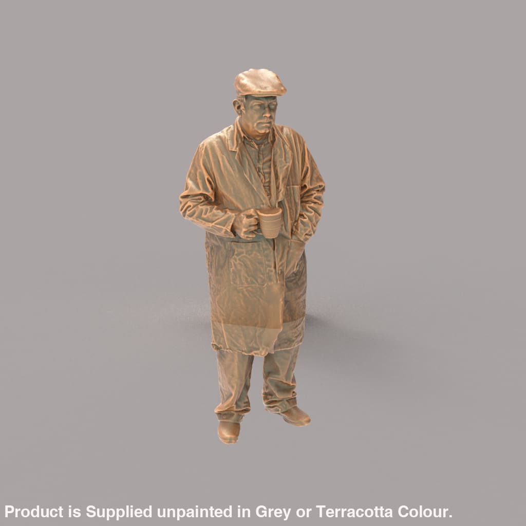132s-0037 Male Drover/Farmer with Tea Cup Figure