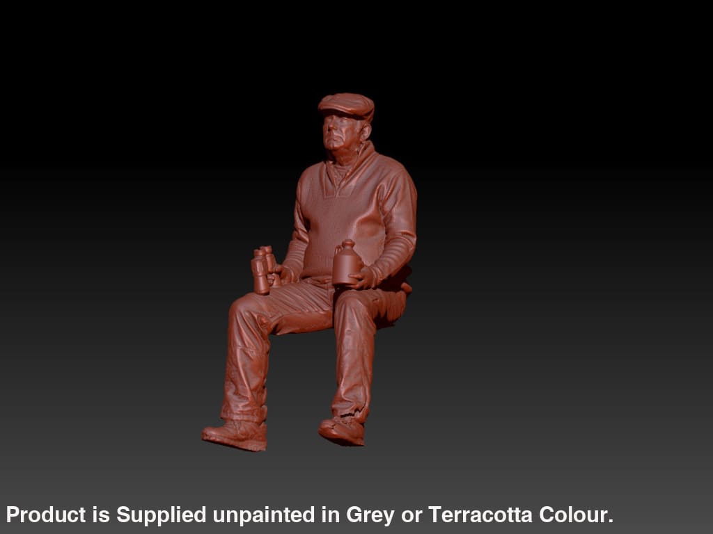 S3Ds0042 Male Sitting With Bino’s And Jug Figure