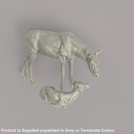 132s-005 Red Deer Hind and Fawn Animal