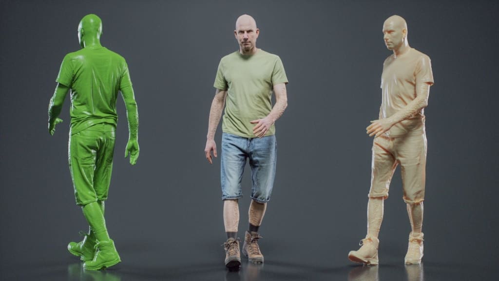 S3Ds0103 Man Walking In Summer Clothes Figure