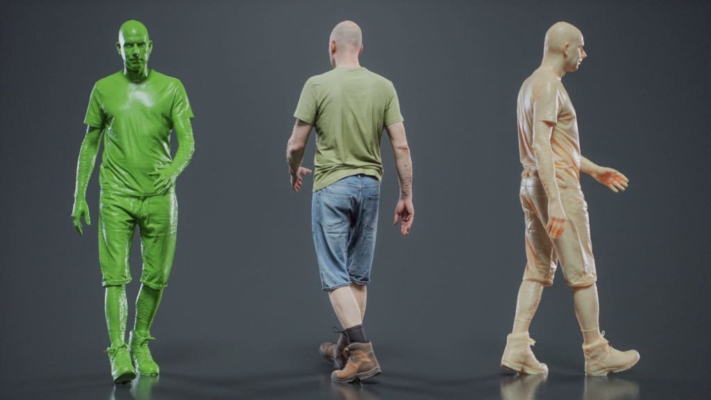 S3Ds0103 Man Walking In Summer Clothes Figure