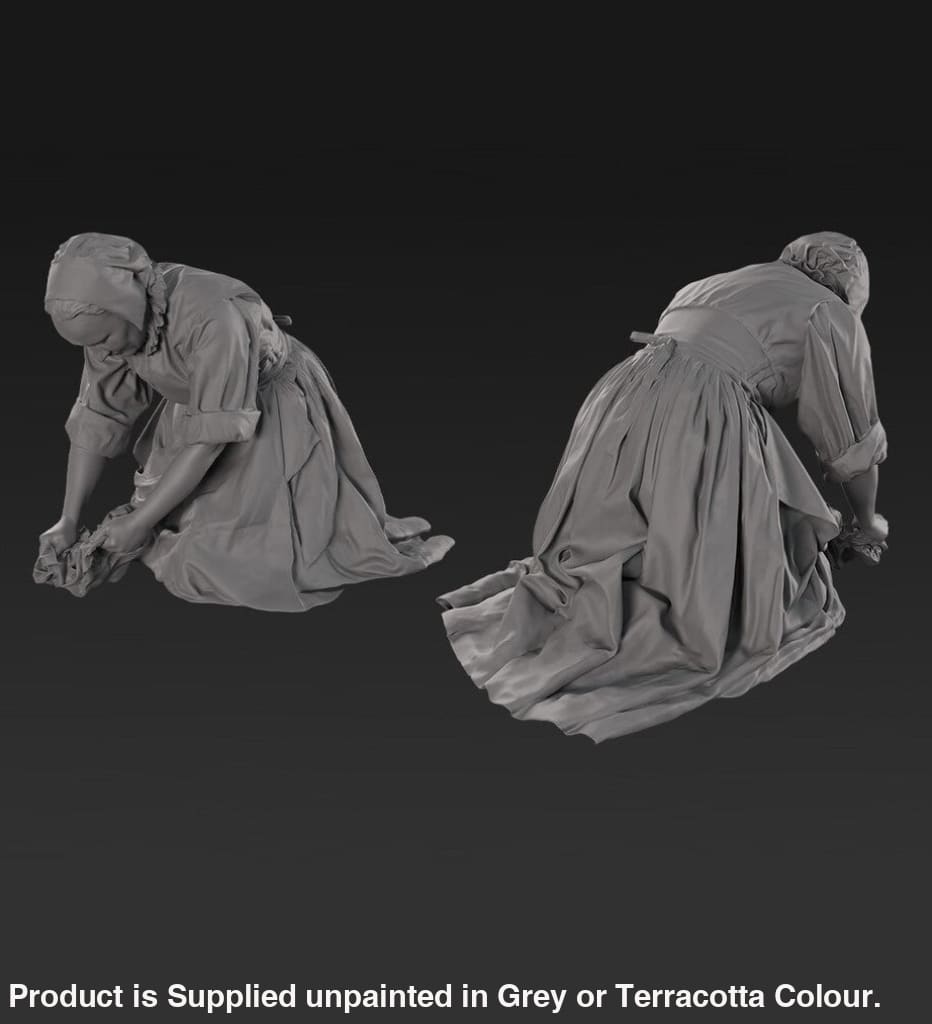 132s-0114 Maid Cleaning Floor Figure