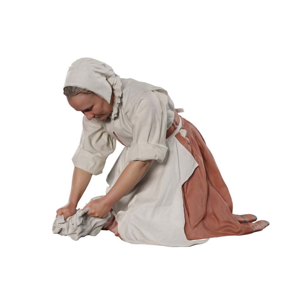 132s-0114 Maid Cleaning Floor Figure