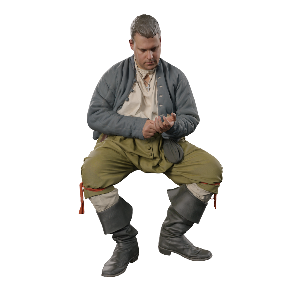 132s-0120 Medieval male Sitting Figure