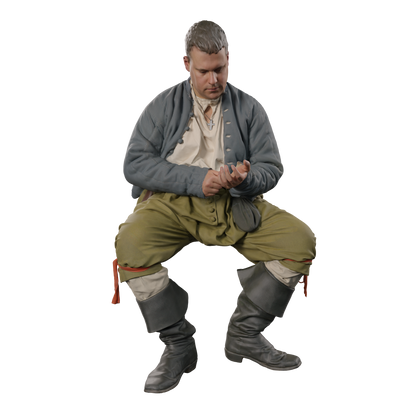 132s-0120 Medieval male Sitting Figure
