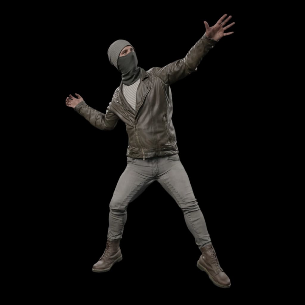 132s-0129 Male Demonstrator throwing object Figure