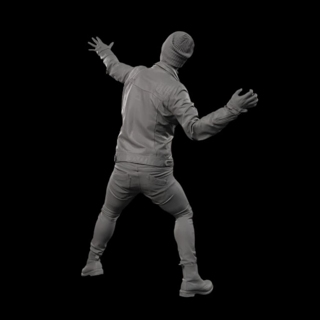 132s-0129 Male Demonstrator throwing object Figure