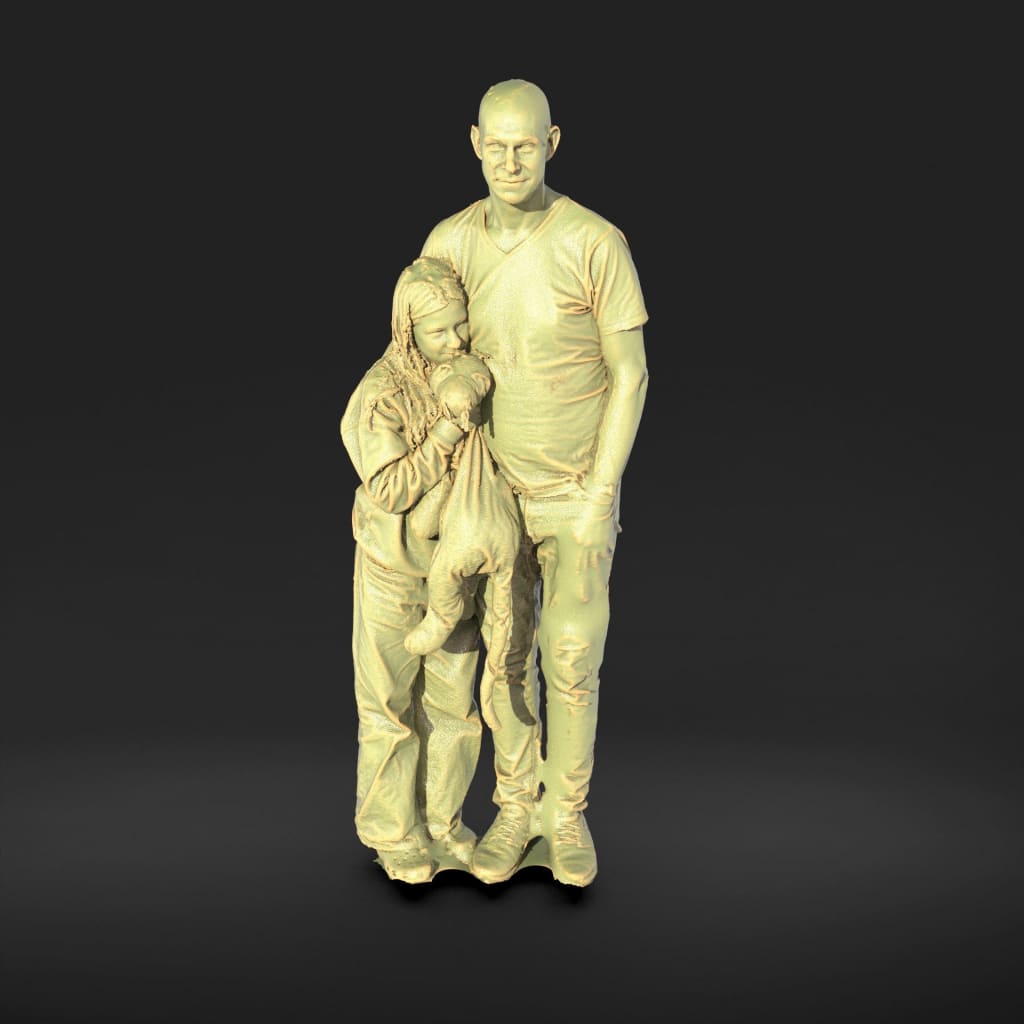 132s-0145 Father and Daughter holding leopard teddy Figure