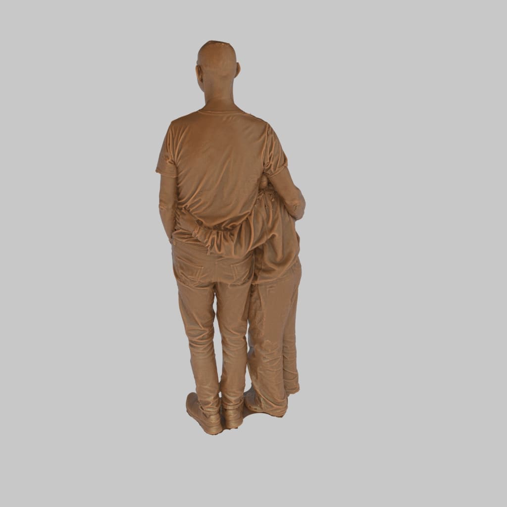 132s-0145 Father and Daughter holding leopard teddy Figure