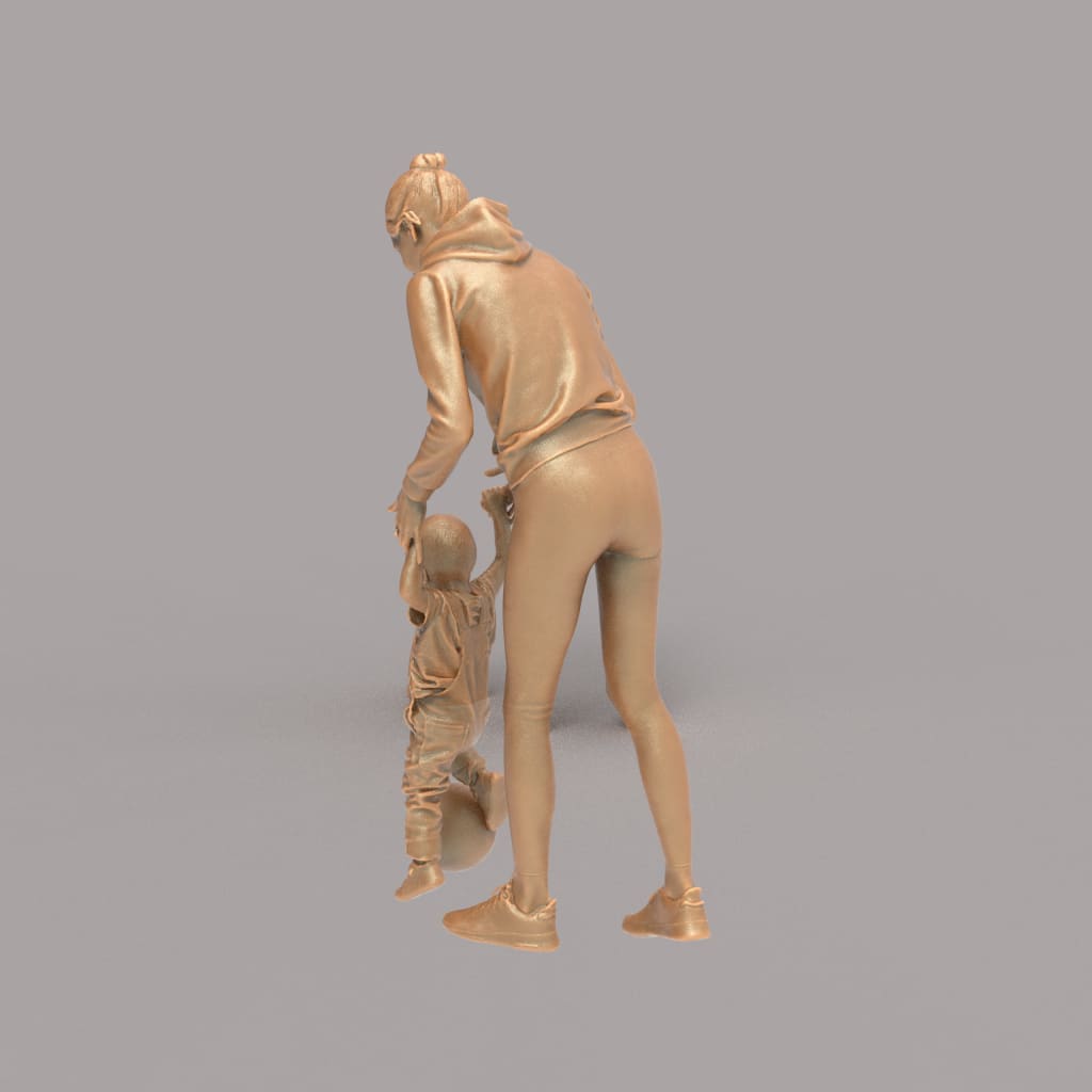 132s-0157 Mother and Child with Ball Figure