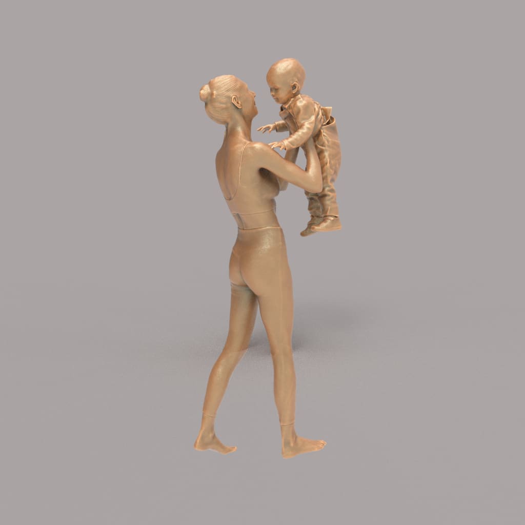132s-0158 Mother holding Baby up in air Figure