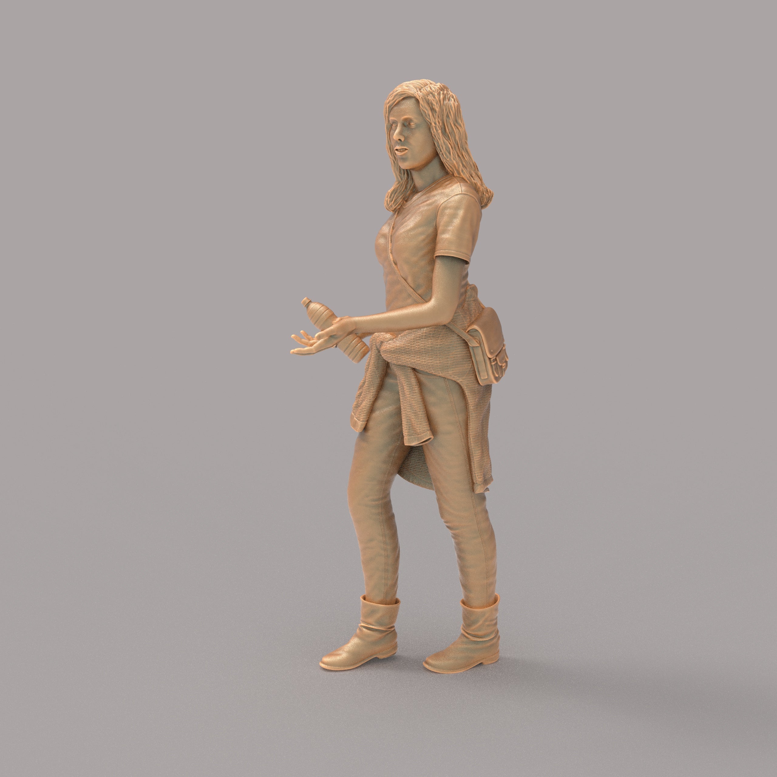 MM2092 Girl Walking with bottle water